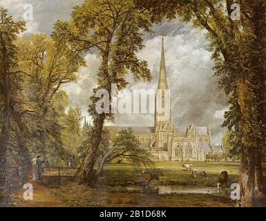 Cathédrale de Salisbury sur Le Terrain de l'évêque, peinture du XIXe siècle par John Constable - Très haute résolution et image de qualité Banque D'Images