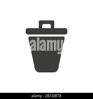 Les poubelles symbolisont une ligne fine pour le Web et le mobile, un design minimaliste moderne. Icône vecteur gris foncé sur fond gris clair. Illustration de Vecteur