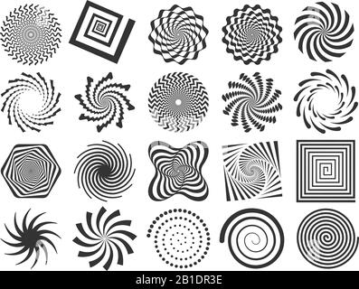 Silhouette en spirale. Spirales, spirales, cercles de tourbillons et illustrations vectorielles de silhouettes abstraites Illustration de Vecteur