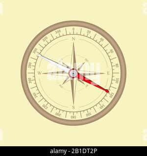 Boussole de navigation de style rétro. Dessin à plat Illustration de Vecteur