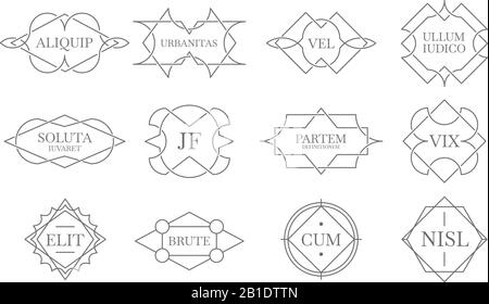 Badges lineart vintage. Cadre de marquage de ligne, étiquette de badge décorative et ensemble vectoriel d'emblème de lignes rétro Illustration de Vecteur