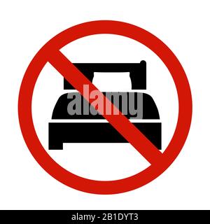 Pas d'icône de sommeil dans un style plat. Pas de symbole de lit. Illustration de Vecteur