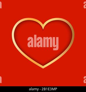Cœur Doré Sur Fond Rouge. Symbole de l'amour. Élément design pour la Saint-Valentin. Illustration de Vecteur