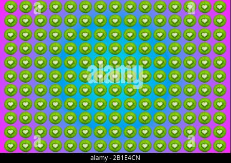 Fruit kiwi sans couture fond de modèle. Kiwi avec coeur au milieu. Banque D'Images