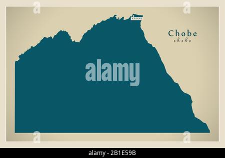 Carte moderne - quartier de Chobe illustration du Botswana Illustration de Vecteur