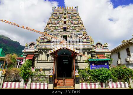 Arul Mihu Navasakthi Vinayagar est un temple hindou à Victoria, Mahe, Seychelles. Banque D'Images