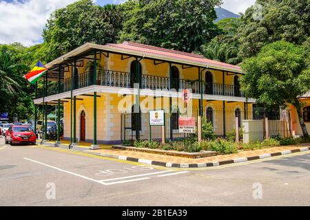 Bureau du maire de Victoria la capitale sur l'île Mahe aux Seychelles. Banque D'Images