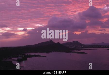 Coucher Du Soleil Schottegat De Fort Nassau , Antilles Néerlandaises, Curaçao, Willemstad Banque D'Images