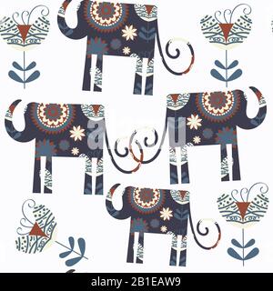 Motif éléphant sans couture dans le vecteur. Il se trouve dans le menu Swatch Illustration de Vecteur