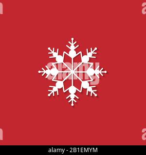 Flocon de neige blanc isolé sur fond rouge. Icônes flocon de neige. Flocons de neige pour la bannière et les cartes de Noël et du nouvel an. Illustration de Vecteur