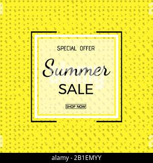 Bannière de vente d'été. Phrase de vente d'été sur fond jaune. Illustration de Vecteur