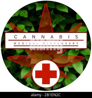 Motif du logo de distribution de marijuana/cannabis. Banque D'Images