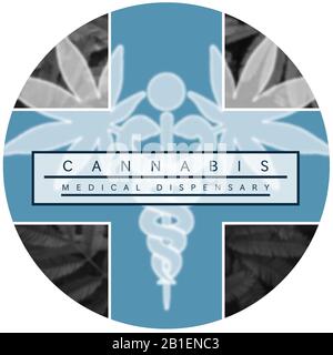 Motif du logo de distribution de marijuana/cannabis. Banque D'Images