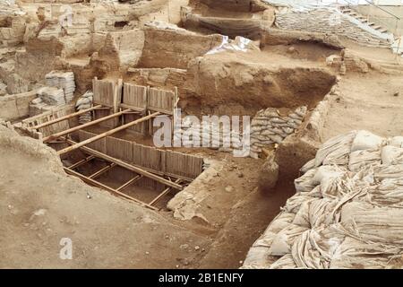 Fouilles du site de Catalhoyuk. C'était une immense colonie néolithique et chalcolithique dans le sud de l'Anatolie, en Turquie. Patrimoine Mondial De L'Unesco Banque D'Images