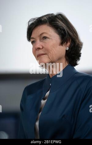 Diana Taylor, compagnon de longue date de l'ancien maire de New York et candidate actuelle à la nomination présidentielle démocrate Michael Bloomberg, accueille des partisans d'un rassemblement de femmes pour Mike dans le centre-ville de Houston. Banque D'Images