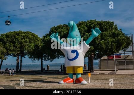 Gil la mascotte officielle d'expo 98, du sculpteur Artur Moreira, à Lisbonne, Portugal Banque D'Images