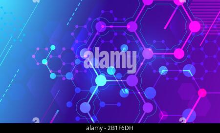 Structure moléculaire des couleurs. Grille de molécules hexagonales, structures de chimie et recherche pharmaceutique scientifique fond vectoriel en trois dimensions Illustration de Vecteur