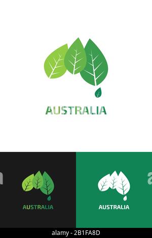 Logo en vue de la carte Contour de l'Australie Illustration de Vecteur