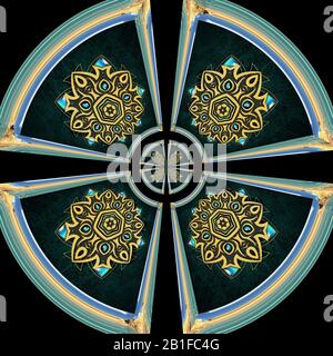 Ornement de tuiles en plastique coloré avec décoration Banque D'Images