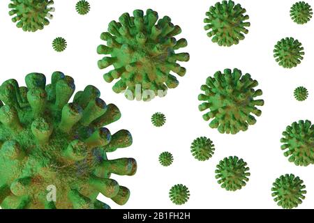 3-D rendu du VIH contagieux sida, de la grippe ou du coronavirus. Coronavirus de chine Banque D'Images