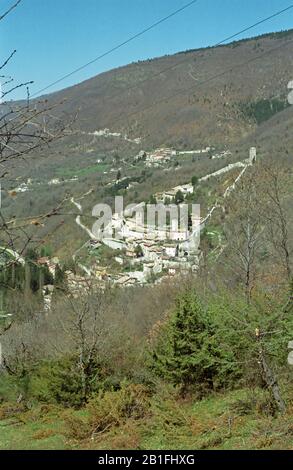 Château,Castelsantangelo sul Nera , italie, vue de dessus,Parc National Sibillini ,Marche,Italie Banque D'Images