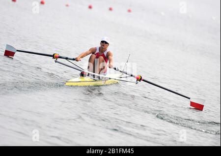 Shunyi, CHINE. Début d'une chaleur des chabers individuels des femmes POLSA W1X, Julia MICHALSKA, à la régate olympique de 2008, samedi, 09.08.2008 [crédit obligatoire: Peter SPURRIER, Intersport Images] Banque D'Images