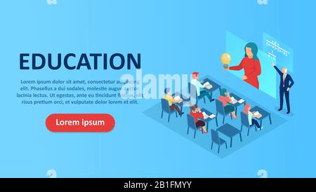 Vecteur d'un enseignant donnant une conférence aux étudiants utilisant la technologie moderne intelligente. Illustration de Vecteur