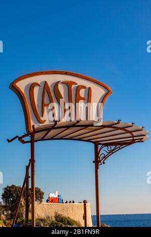 Castel Beach Signage, Nice, Sud De La France, Banque D'Images