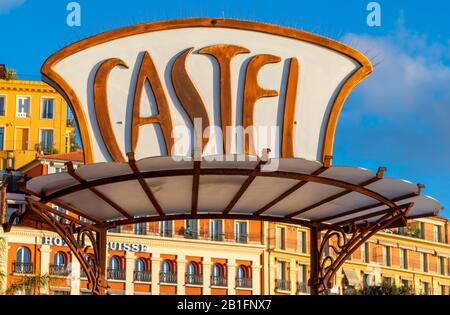 Castel Beach Signage, Nice, Sud De La France, Banque D'Images