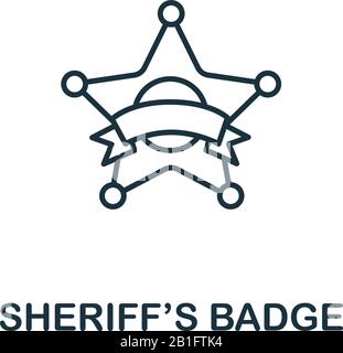 Icône de l'insigne du shérif de la collection des états-unis. Icône badge de shérif de ligne simple pour les modèles, la conception Web et les infographies Illustration de Vecteur