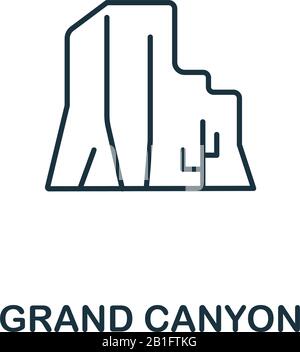 L'icône du Grand Canyon de la collection des états-unis. Icône Grand Canyon à ligne simple pour les modèles, la conception de sites Web et les infographies Illustration de Vecteur