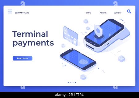 Paiements terminaux de pos isométriques. Transferts d'argent, services de paiement par smartphone et illustration vectorielle de paiement numérique Illustration de Vecteur