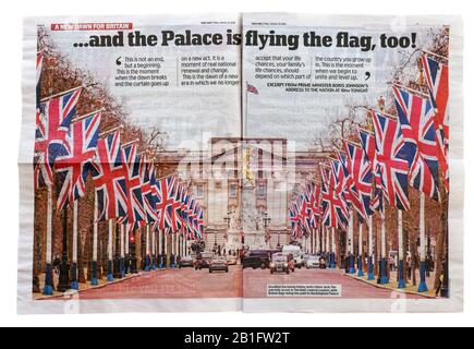 Le Mail quotidien du 31 janvier 2020 avec le titre du Brexit « le Palais est aussi en vol du drapeau » Banque D'Images