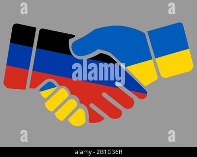 La République populaire de Donetsk et les drapeaux ukrainiens vecteur de poignée de main Illustration de Vecteur