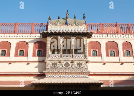 Façade De La Porte De Peacock, Palais De La Ville, Jaipur, Rajasthan, Inde Banque D'Images