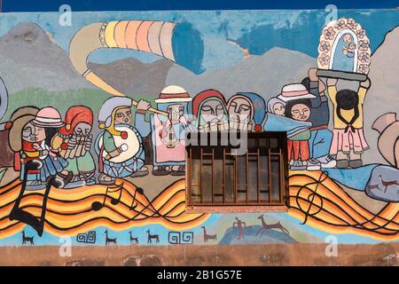 Grafitti dans la petite ville de Suques sur la route nationale 52, haute altitude Andes, Puna désert, Province de Jujuy, NW Argentine, Amérique latine Banque D'Images
