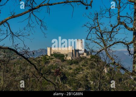 Cassino,: Vue sur Rocca Janula Banque D'Images