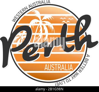 Perth Australie City. Design Vector. Logo imprimé Illustration de Vecteur