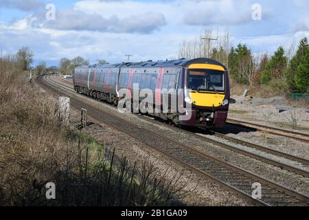 Arriva CrossCountry Trains 3-car Turbostar Diesel Unité 170110 avec 1V09 12:07 Nottingham à Cardiff Central service passant par Elford 25/02/20 Banque D'Images