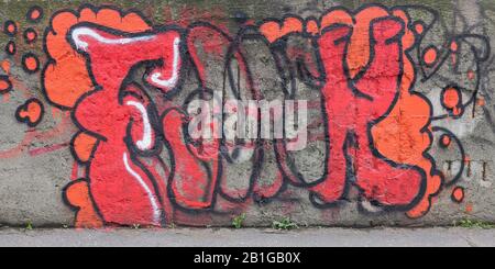 Graffitis moderne à la Porta Garibaldi distrect de Milan, Italie, représentant un tag Banque D'Images