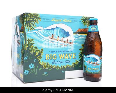 Irvine, CALIFORNIE - 16 MARS 2017: Kona Brewing Company Big Wave Golden Ale 12 pack. La brasserie est située à Kailua-Kona, sur la grande île de Hawa Banque D'Images