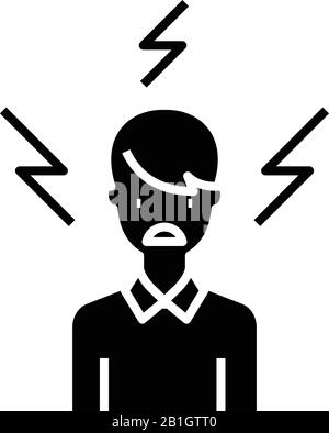 Icône noire ennuyeuse, illustration du concept, symbole plat vectoriel, signe glyphe. Illustration de Vecteur