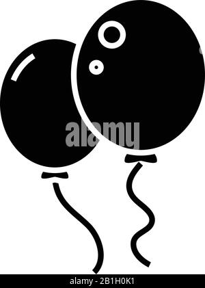 Icône noire Baloons, illustration conceptuelle, symbole plat vectoriel, signe glyphe. Illustration de Vecteur