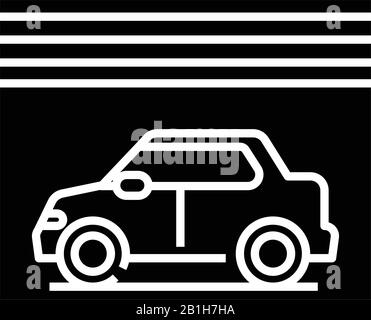 Icône noire de garage automatique, illustration de concept, symbole plat vectoriel, signe glyphe. Illustration de Vecteur