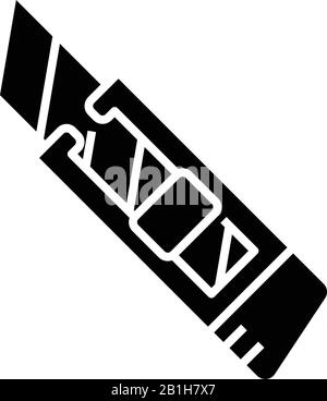 Icône noire de coupe de boîte, illustration de concept, symbole plat vectoriel, signe glyphe. Illustration de Vecteur