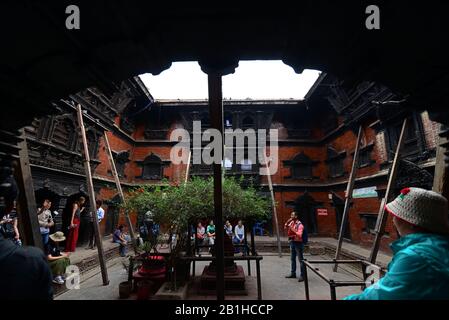 La Cour Intérieure De Kumari Ghar (Kumari Chowk), Le Palais Hanuman Dhoka, La Place Kathmandu Durbar, Katmandou, Népal. Banque D'Images