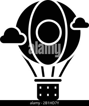 Icône Aeronautics noire, illustration conceptuelle, symbole vectoriel plat, signe glyphe. Illustration de Vecteur