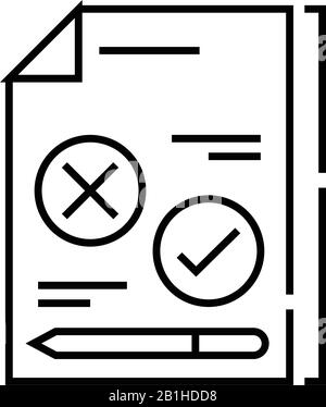 Icône de ligne de test pédagogique, signe de concept, illustration vectorielle, symbole linéaire. Illustration de Vecteur