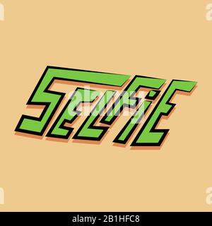 illustration du texte selfie vert plat Illustration de Vecteur