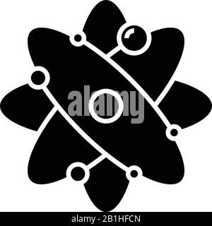 Icône noire du modèle Atom, illustration du concept, symbole plat vectoriel, signe glyphe. Illustration de Vecteur